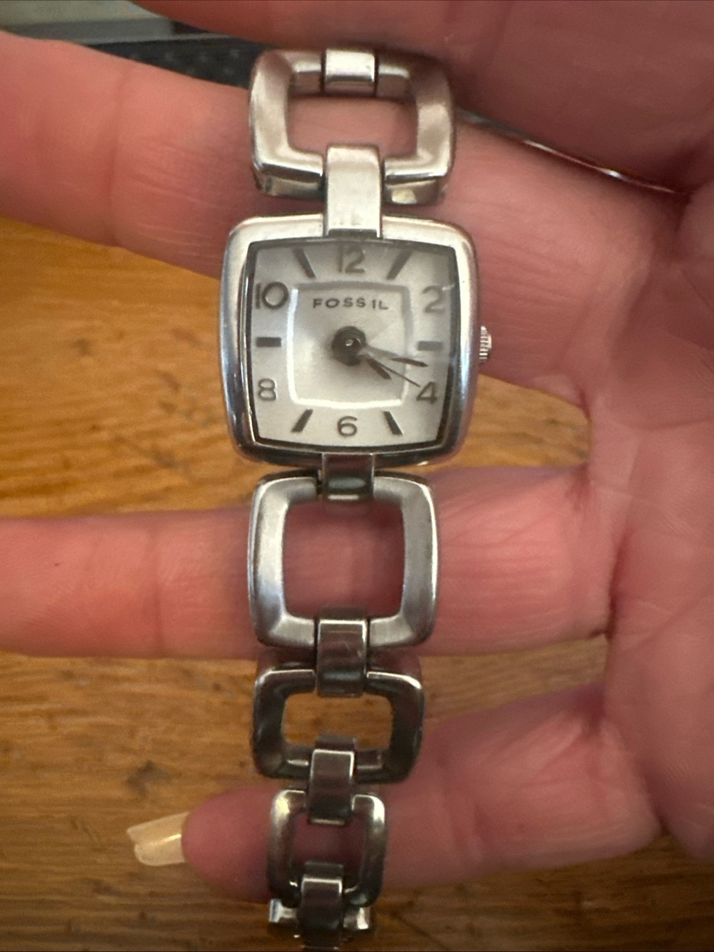 Fossil Silver-Tone Square Link Bracelet Watch